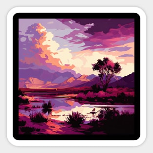 Pink and Purple River Clouds Sticker